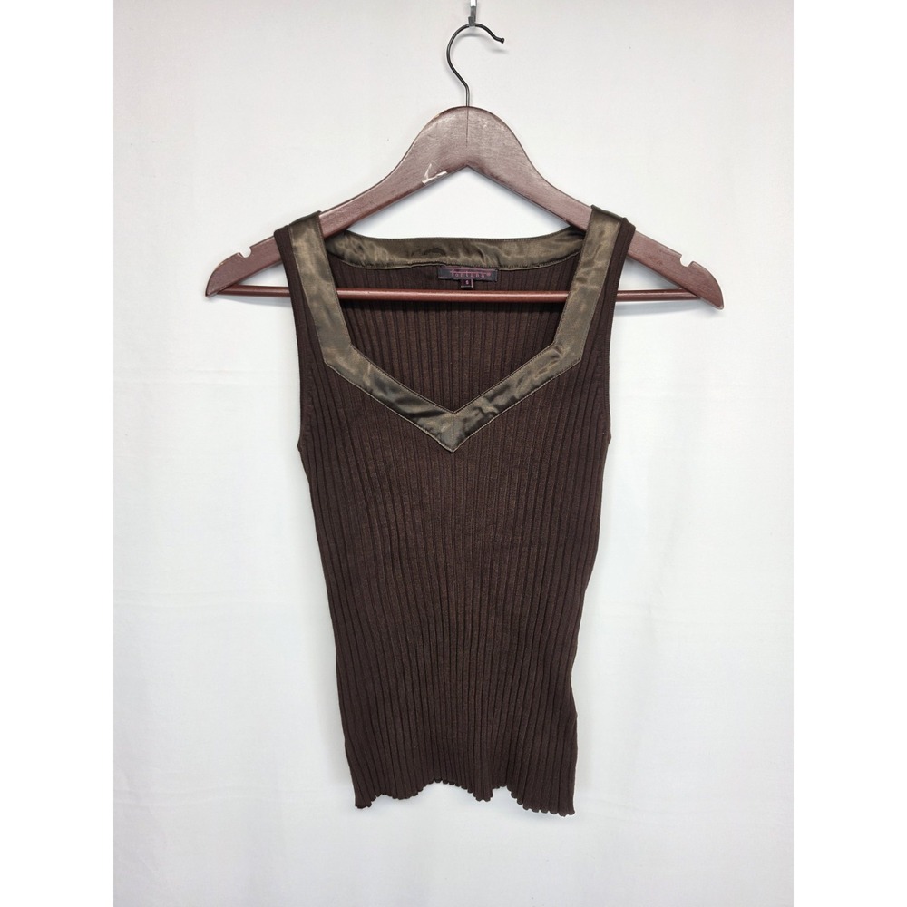 Y2K Vintage Fontana Tank Womens Small 90s Ribbed Shirt Brown Grunge Goth 3185 - Picture 3 of 12